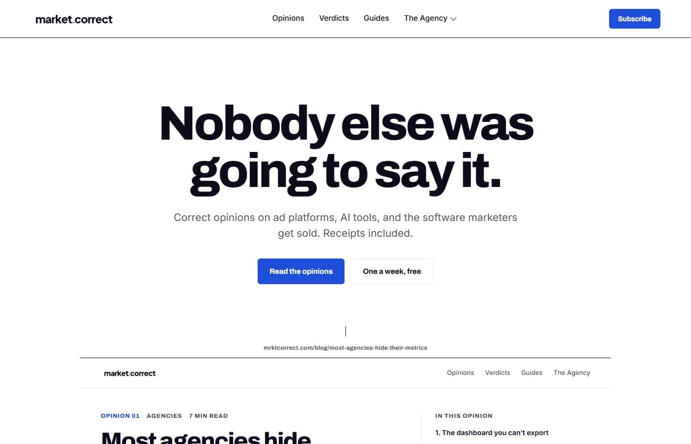Market Correct — Homepage